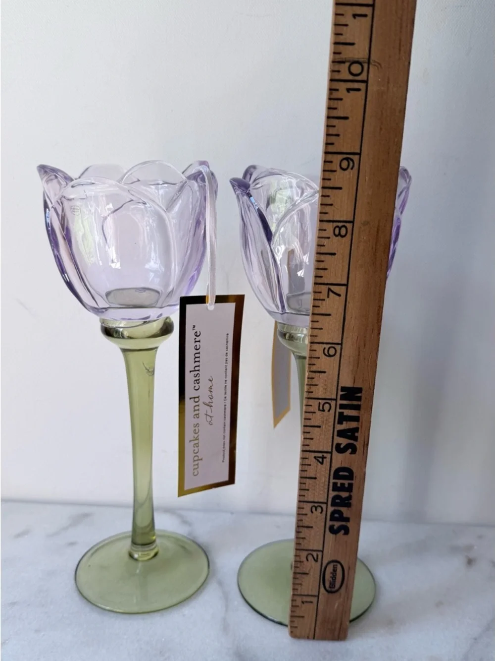 cupcakes & cashmere Lavender Tulip Glass Candle Holders - Set of 2